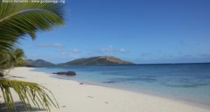 La plage du Paradise Beach Resort, Nacula, îles Yasawa, Fidji. Auteur et Copyright Marco Ramerini