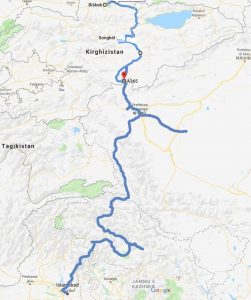 Voyage à travers les montagnes de l'Asie centrale. Carte de l'itinéraire